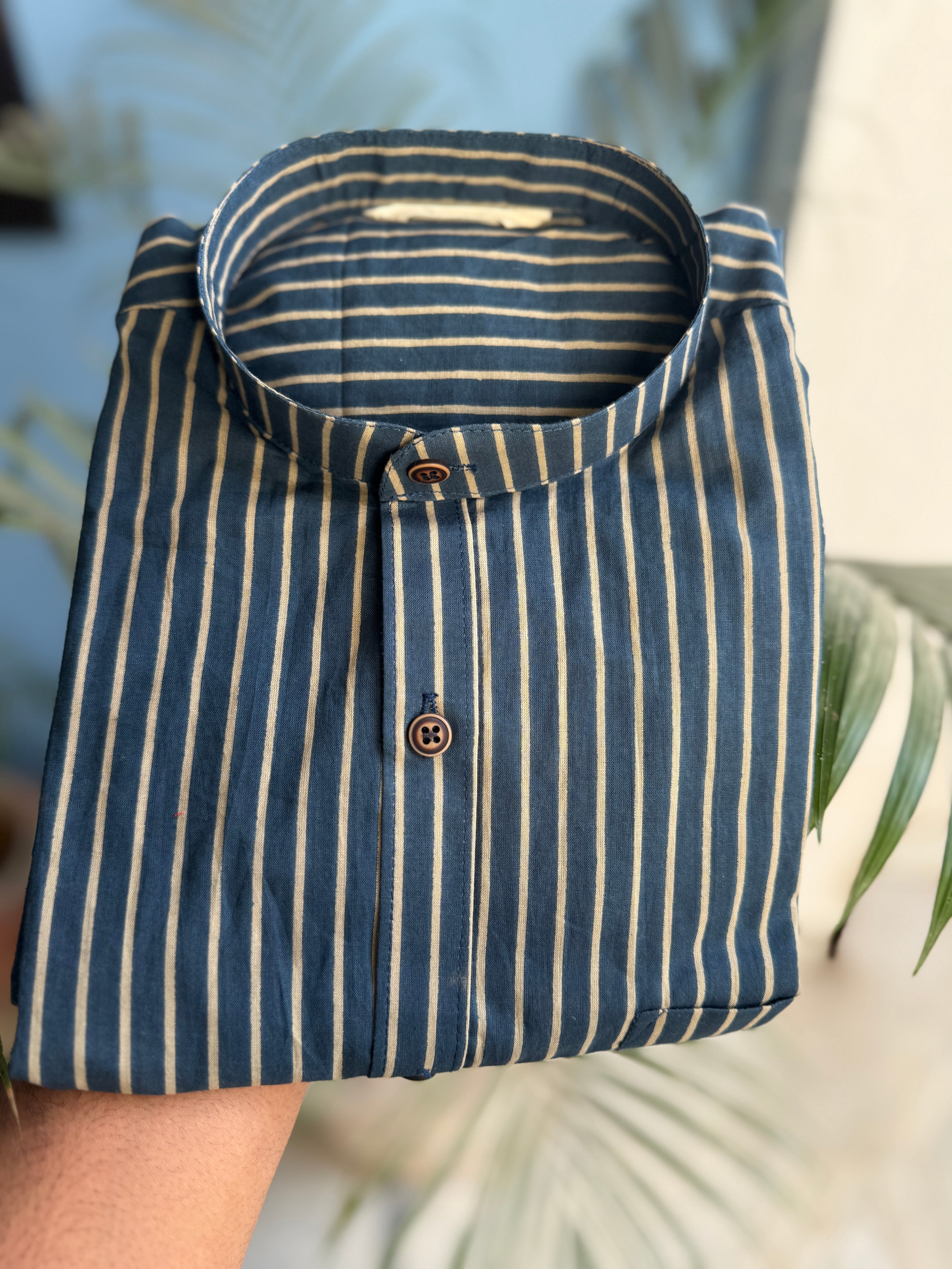 Fine Stripes | Mandarin Collar | Pure Cotton Shirts