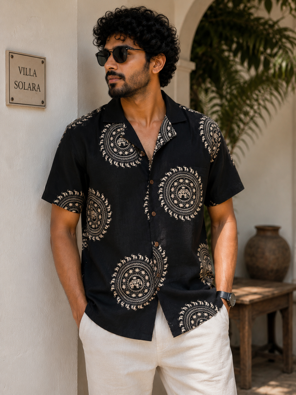Elephant Court – Resort Cuban Collar Shirt | Handblock Cotton Printed Shirts