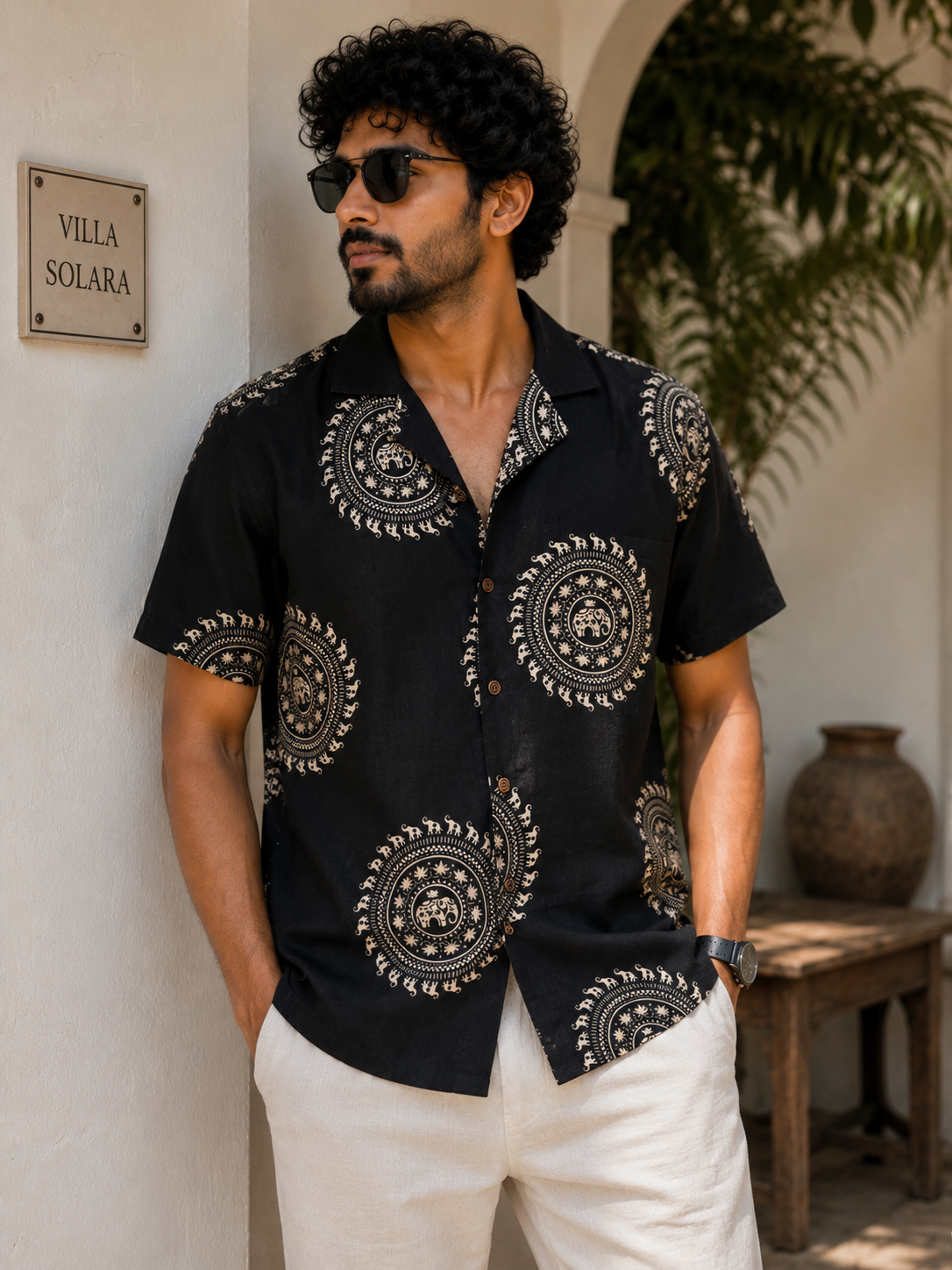 Elephant Court – Resort Cuban Collar Shirt | Handblock Cotton Printed Shirts