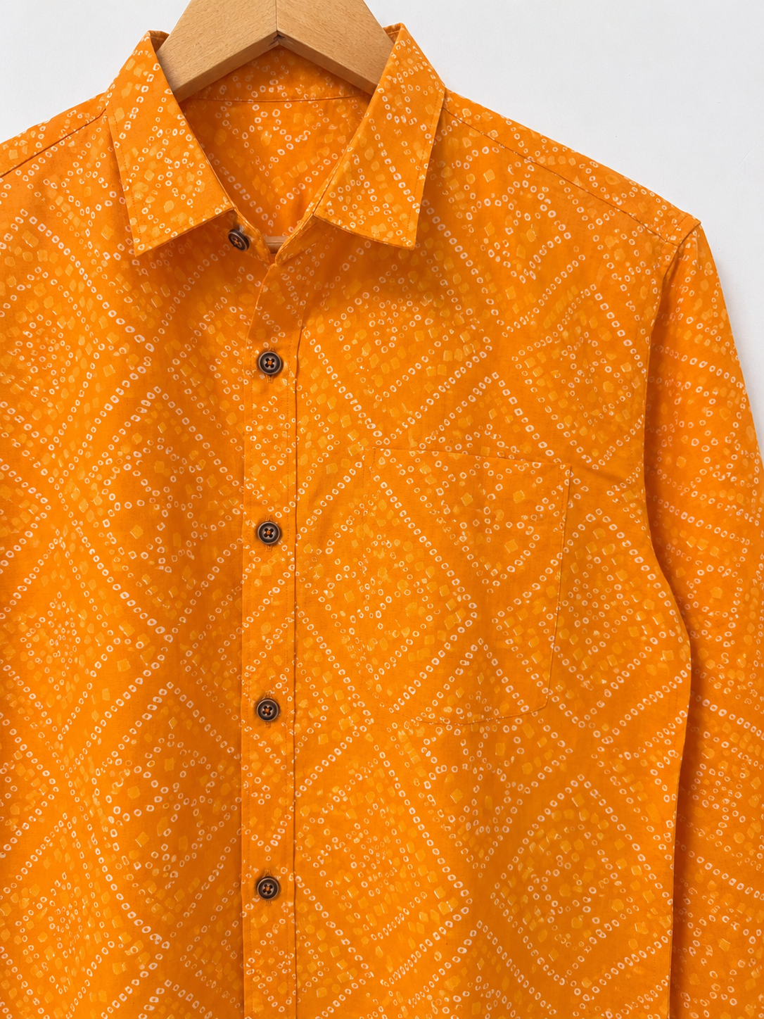 Saffron Bandhani Shirt | Premium Men's Cotton Shirts
