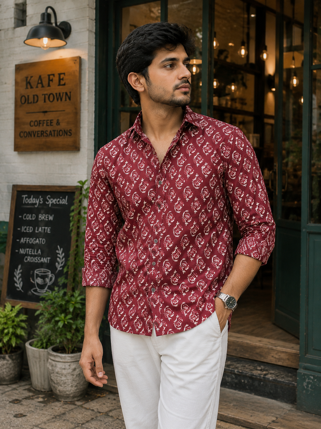 Gulmohar Maroon Shirt | Premium Men's Cotton Shirts