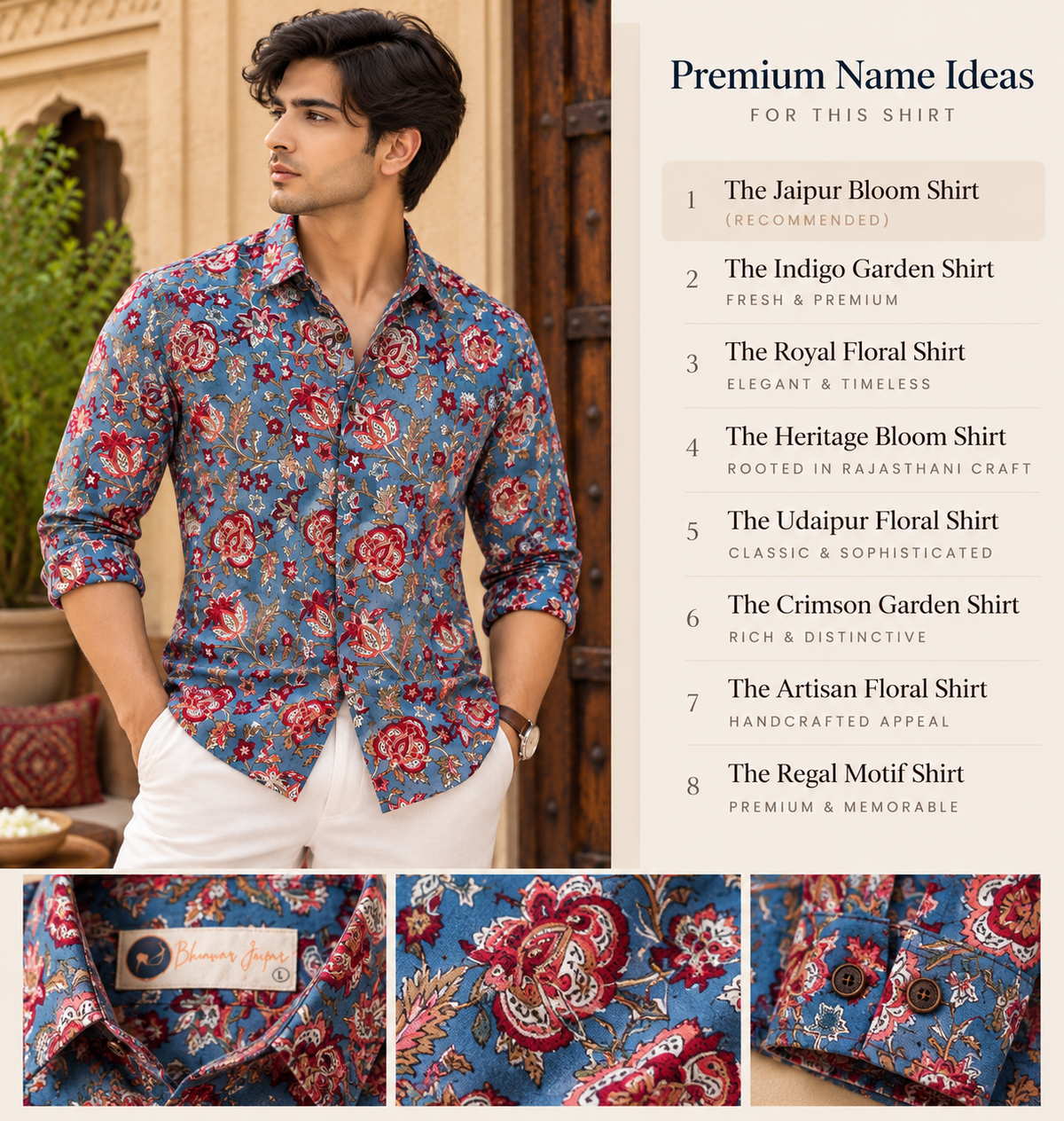 Indigo Garden | Handblocked |  Bagru Premium Cotton Shirts