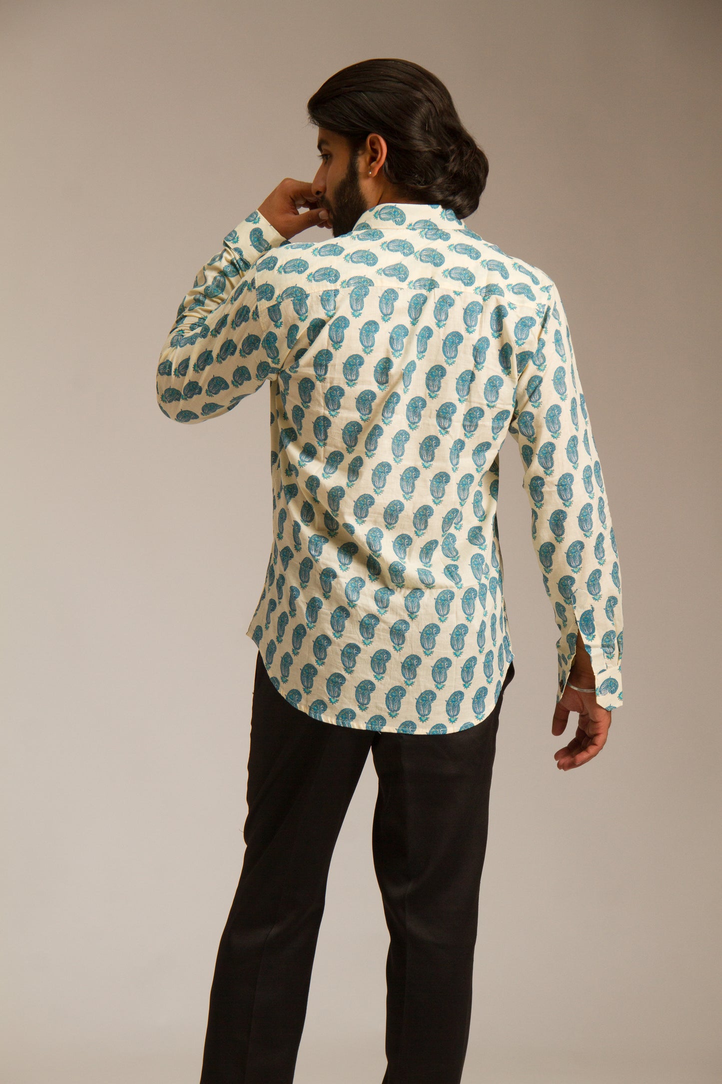 White Buti Jaipuri Cotton Printed Shirt