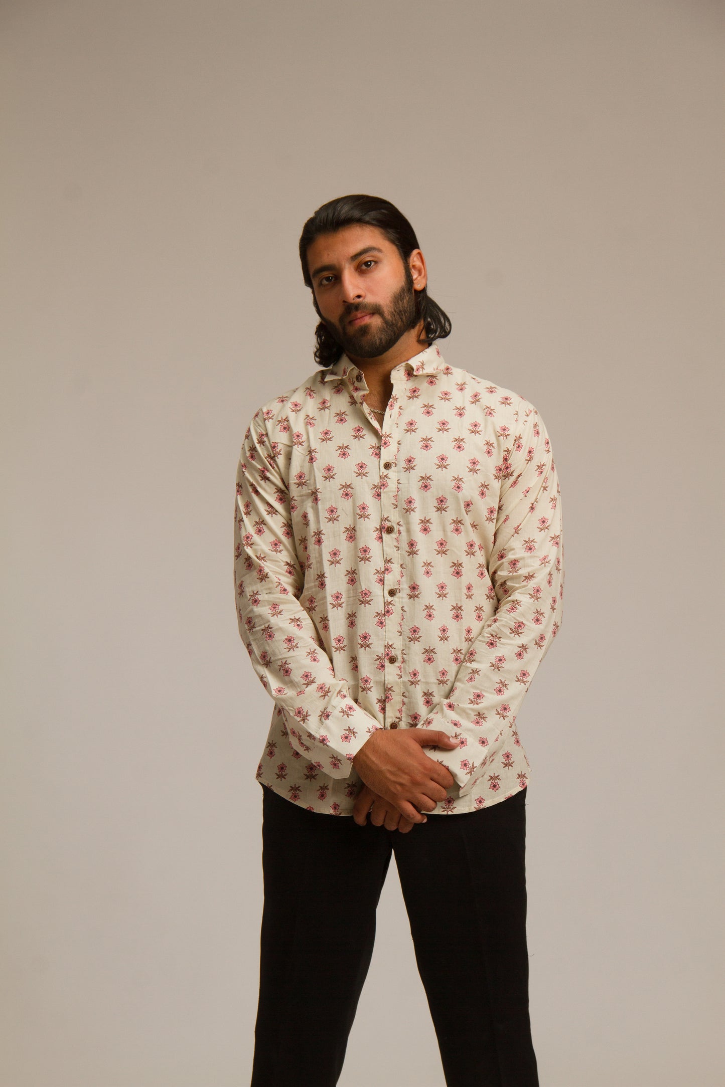 White Lily | Men's Cotton Printed Shirt