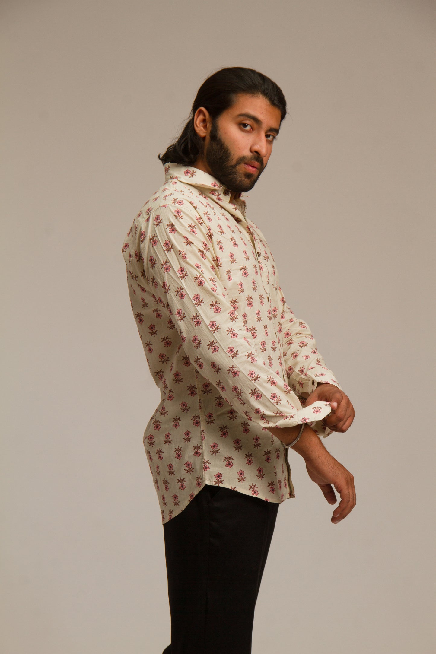 White Lily | Men's Cotton Printed Shirt