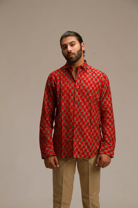 Red Buti | Mens Cotton Printed Shirt