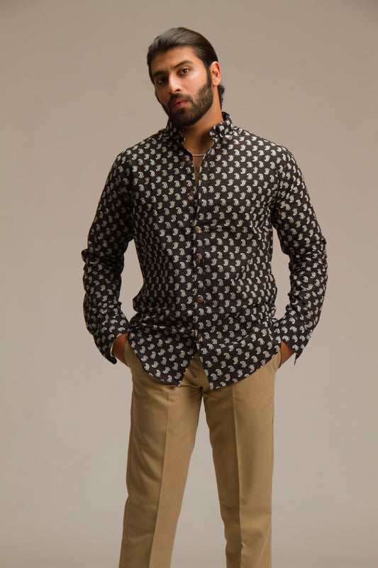 Black Buti | Jaipuri Sanganeri Cotton Printed Shirt