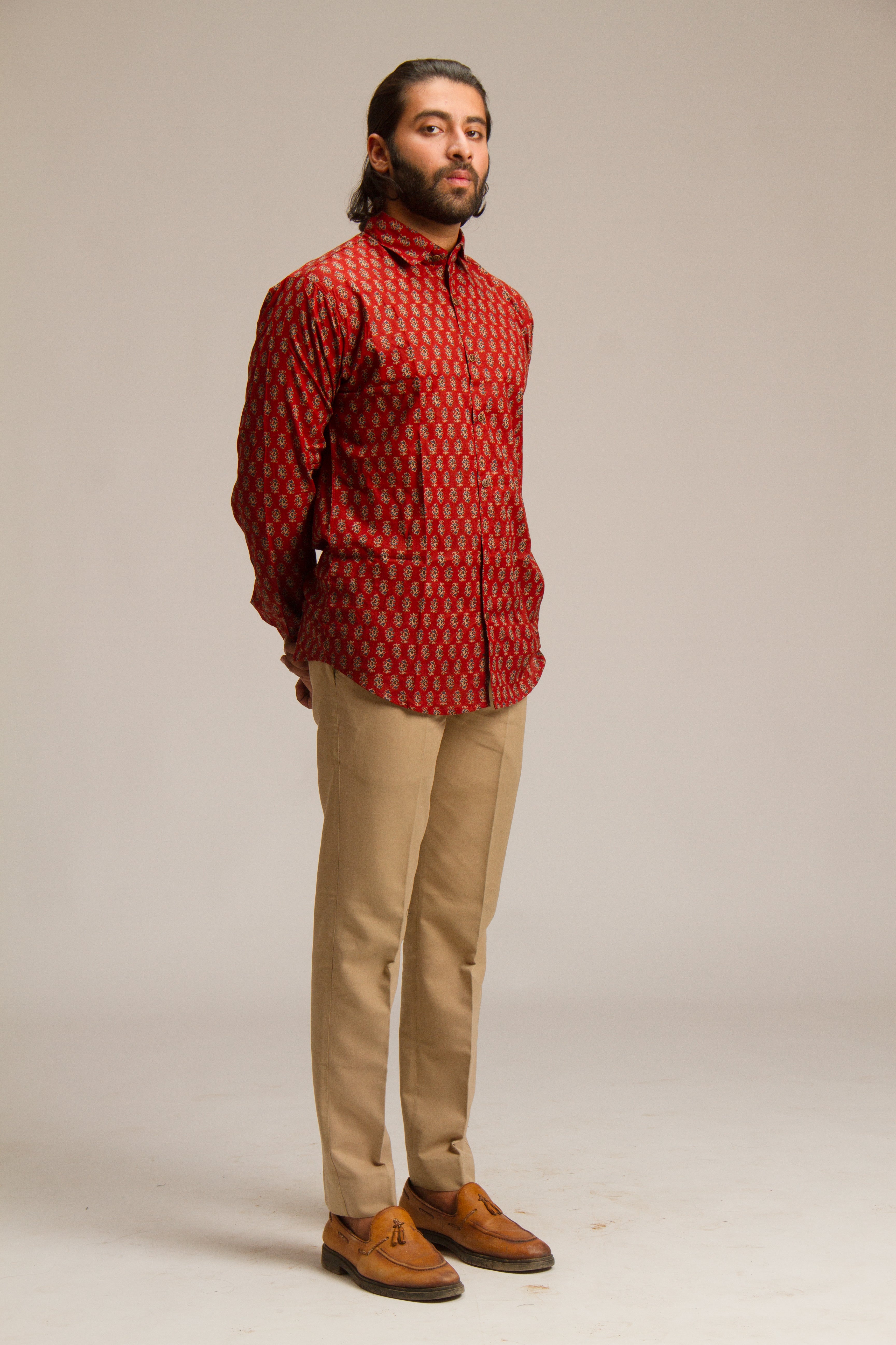 Red Small Buti | Mens Cotton Printed Shirts