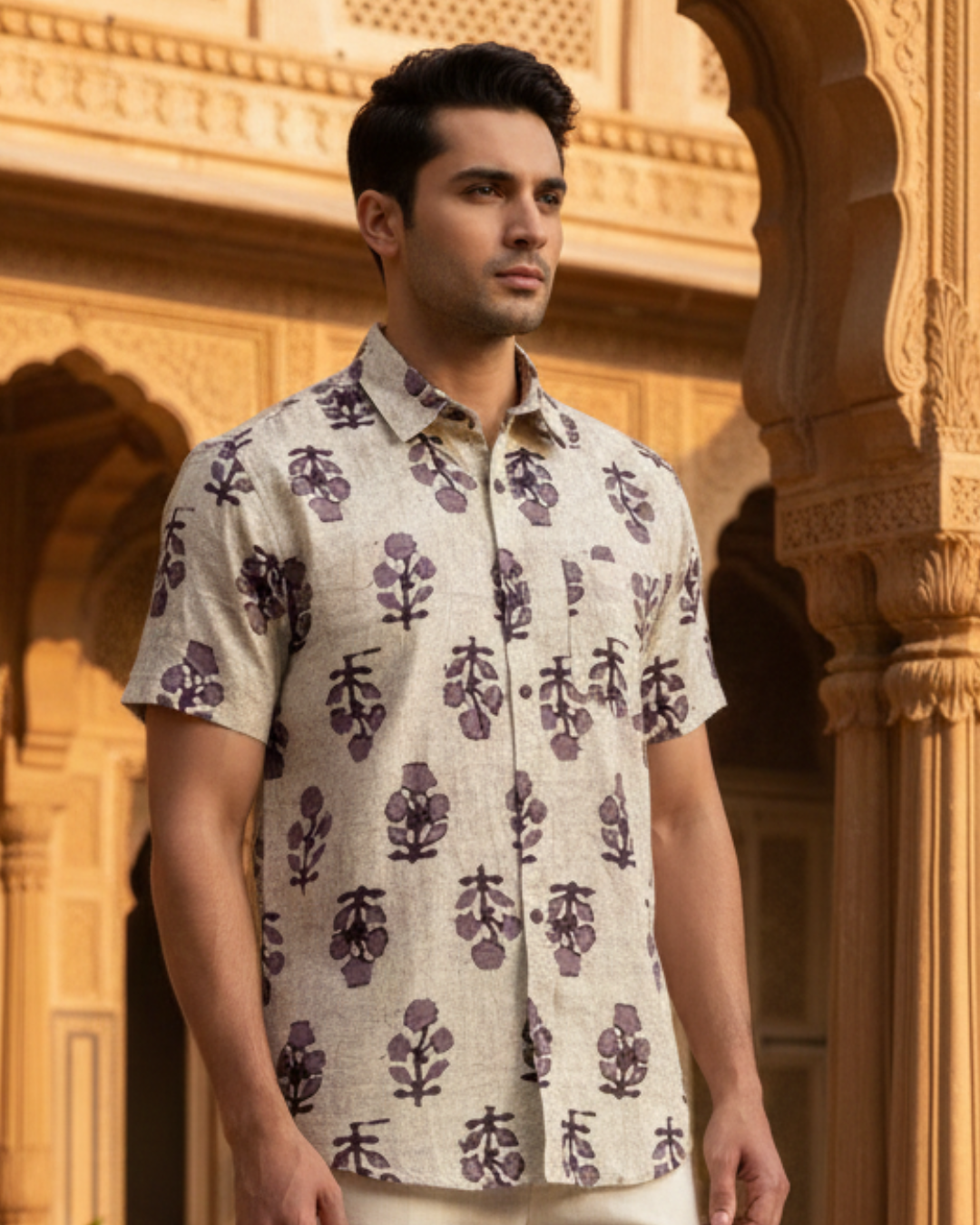 Ivory Bagh | Premium Half Sleeve Pure Cotton Shirt