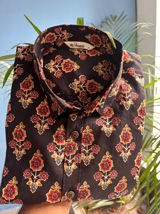 Black Buta | Mens Cotton Printed Shirt