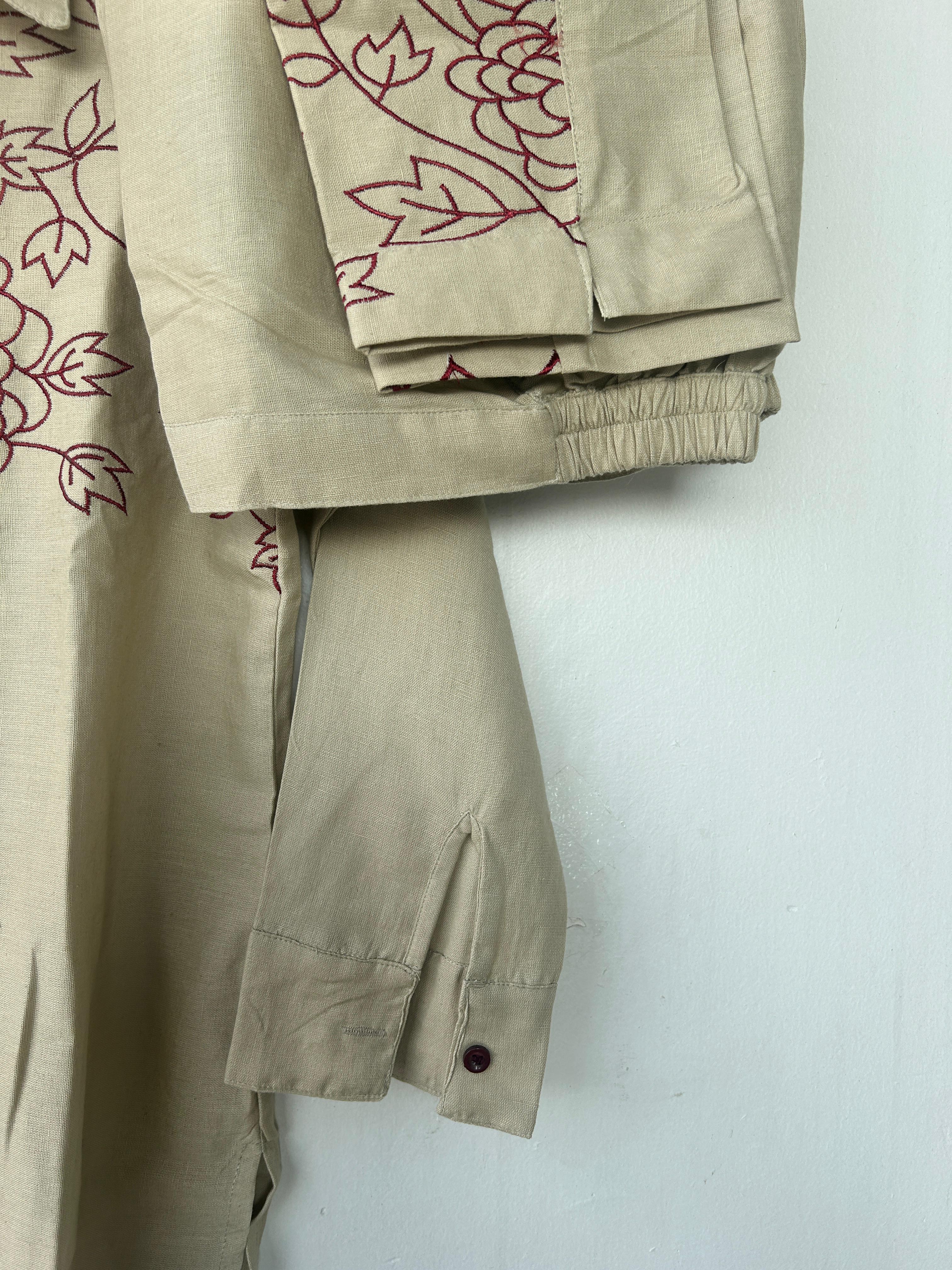 Beige | Womens Cotton Linen Blend | Cord Set