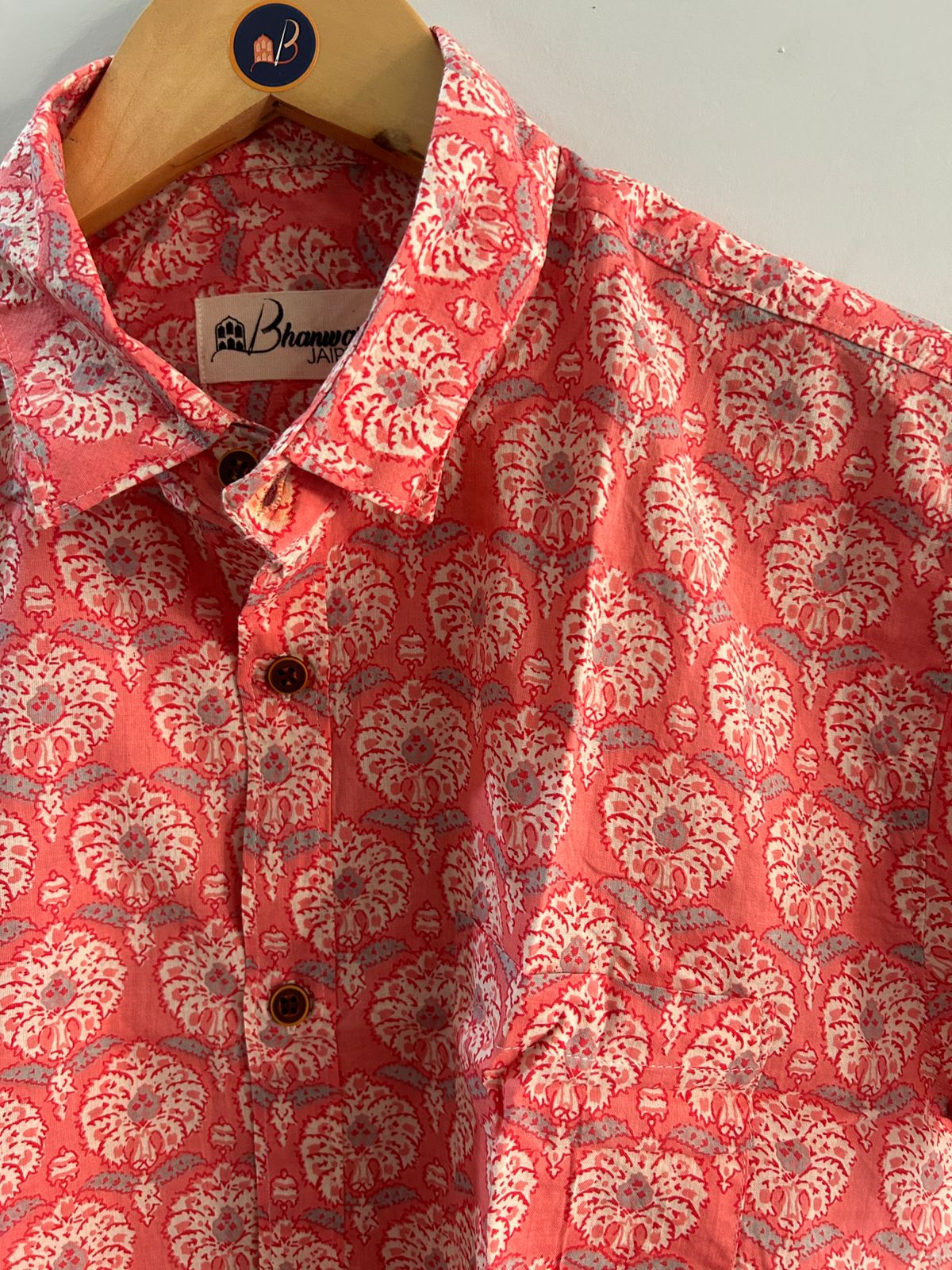 Light Pink Sanganeri | Cotton Shirts for Men