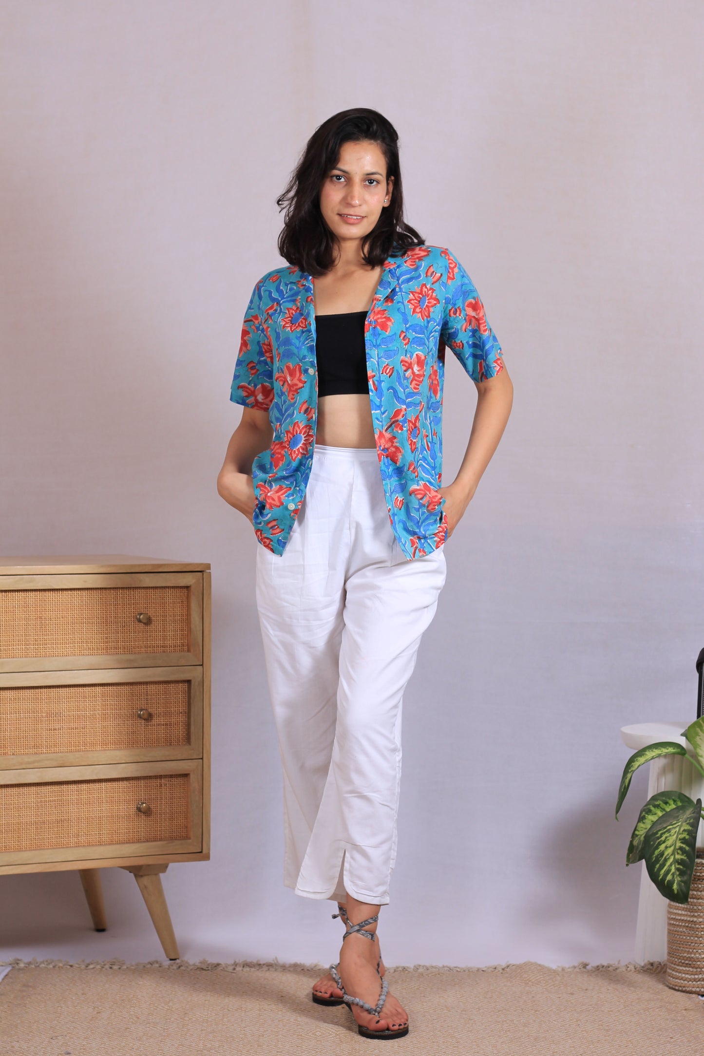 Lounge Shirt + White Pants Combo