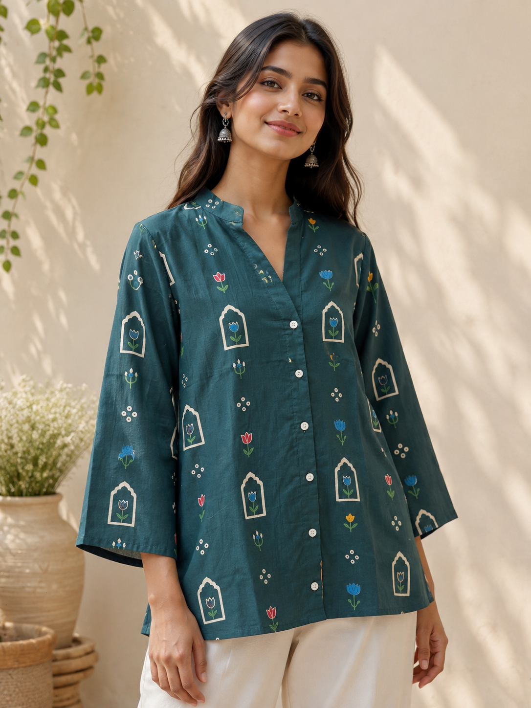 Aarohi Floral | Women's Pure Cotton Printed Kurta Shirts | Comfort Fit