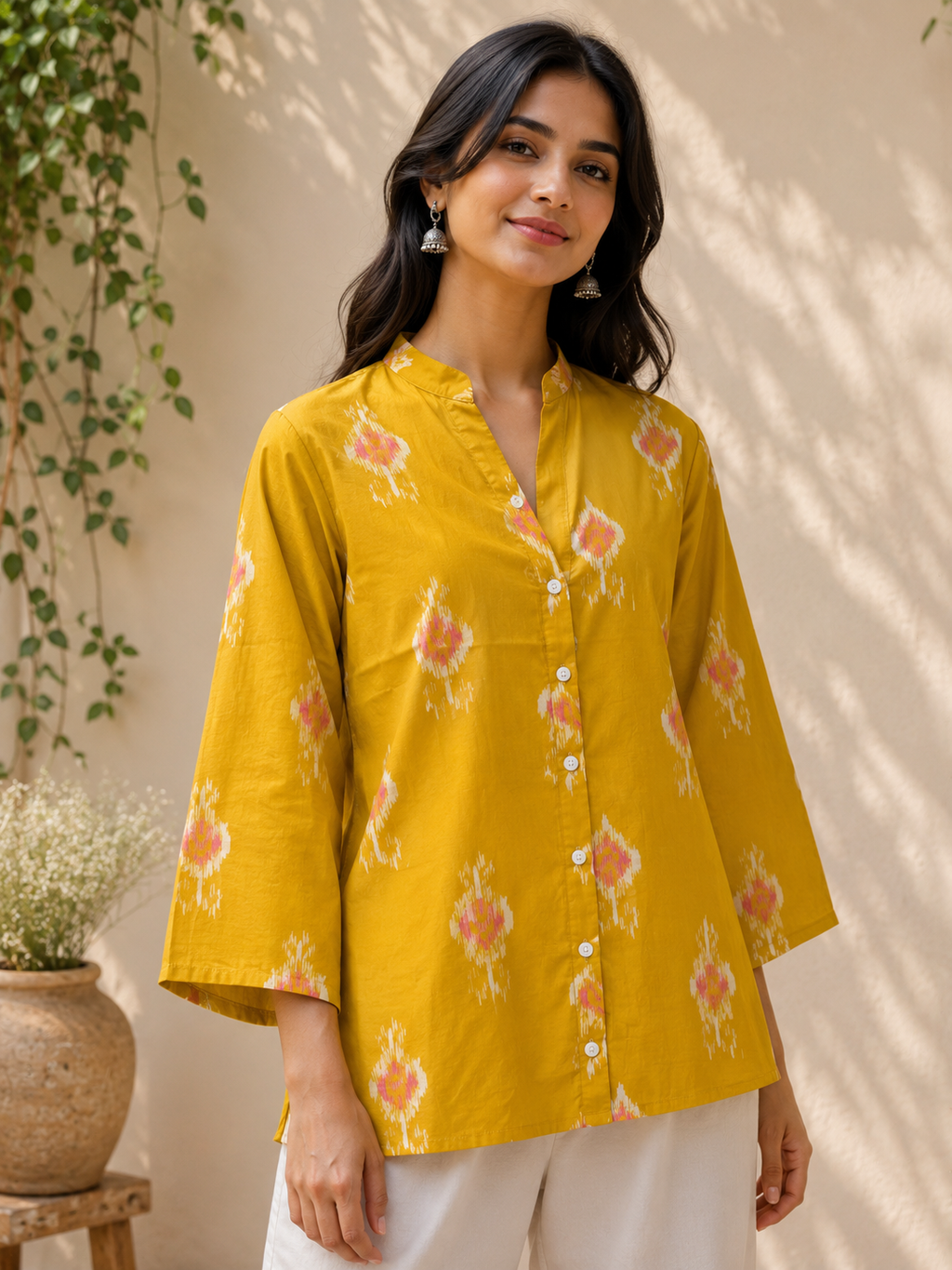 Kanak Ikat Kurta Shirt | Women's Pure Cotton Printed | Comfort Fit